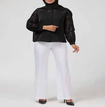 شومیز زنانه کرپ آستین بلند